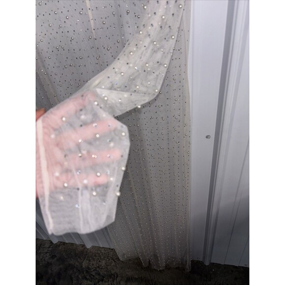Sheer Pearl and Crystal Dress Small/Medium Long No Tags - Picture 4 of 4